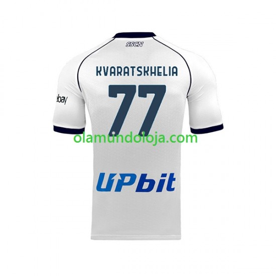 Camisola Napoli Khvicha Kvaratskhelia 77 Homem Equipamento Segundo 2023-2024 Manga Curta